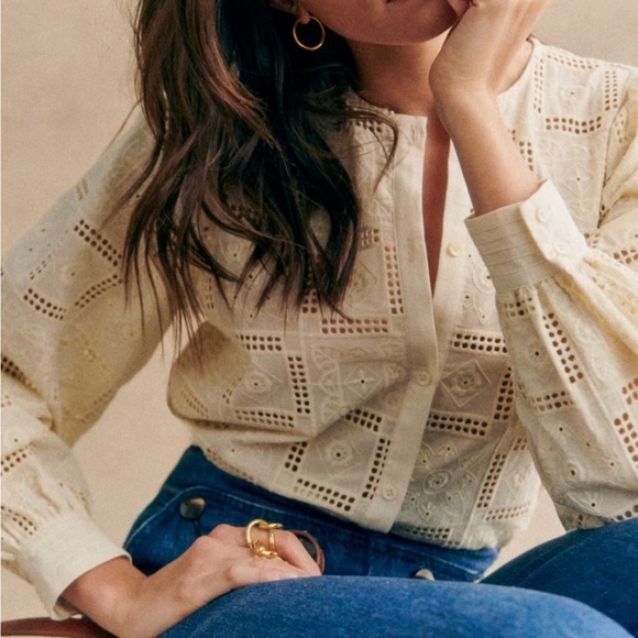 Sézane Amerie Shirt in Ecru, size small NWT - Picture 2 of 6